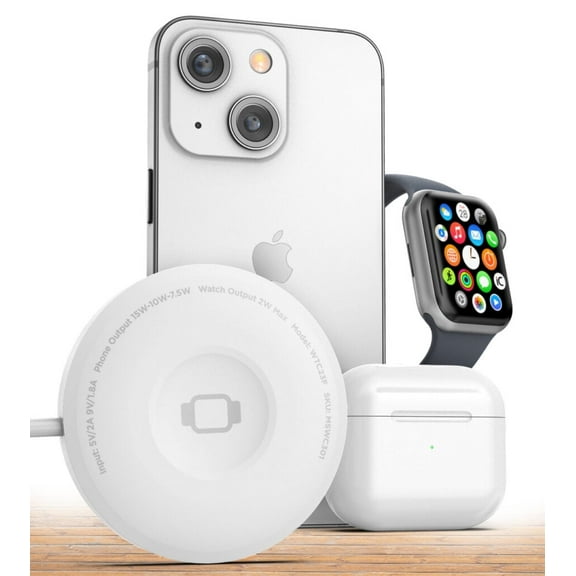 Galvanox 3 in 1 Apple Charging Station, Small Travel Portable Magnetic Wireless Charger Magsafe Compatible with iPhone 12 / 13 Pro Max, Airpods & Apple Watch