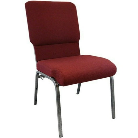 Flash Furniture Advantage 18.5" Fabric Church Chair in Maroon with Book Rack