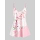 thumbnail image 1 of Top de Tirante Fino de Bloqueo de Color con Estampado de Flores de Talla Extra Rosegal  Camisetas sin mangas de talla grande, 1 of 5