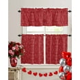 thumbnail image 2 of Valentine's Day Window Curtains Valance Set of 3 Romantic Red Roses Flower Abstract Floral Texture Rod Pocket Small Kitchen Curtain, Soft Window Treatment for Bedroom Party Holiday Decor, 2 of 6