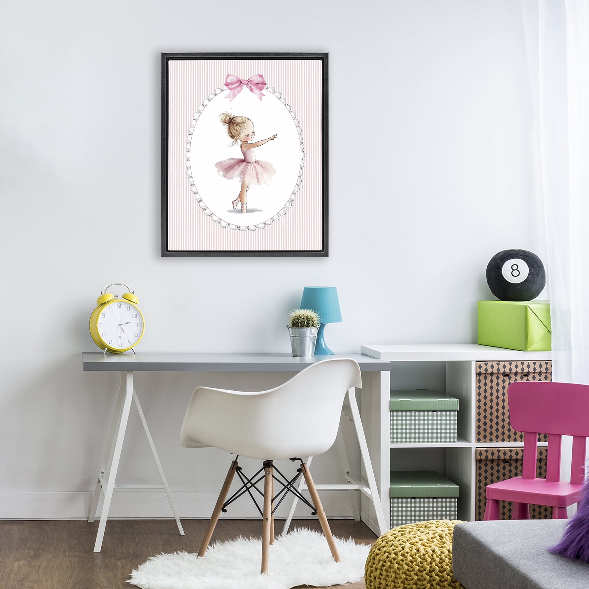 Stupell Industries Blush Pink Ballerina Black Framed Floater Canvas Wall Art, design by Christine Simpson Art