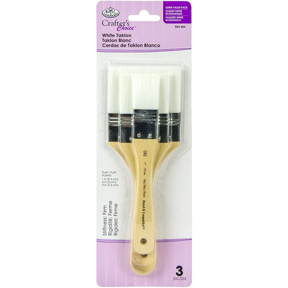 Crafter's Choice White Taklon Large Flat Brush Variety Set-3/Pkg