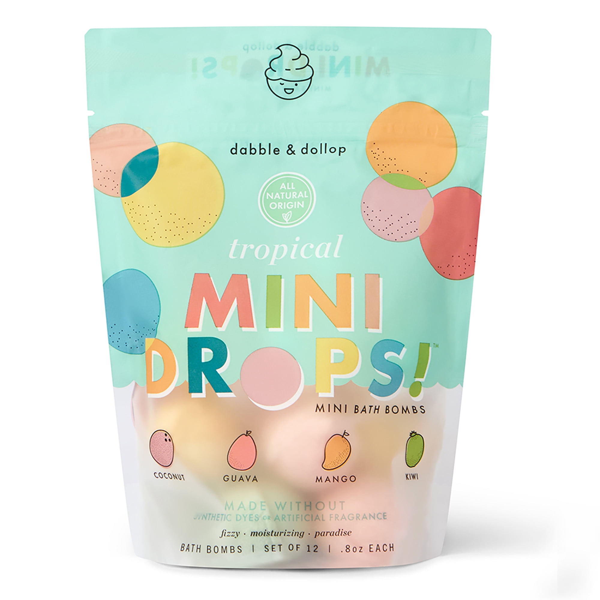 Dabble and Dollop Mini Bath Bombs - Tropical Variety, Set of 12