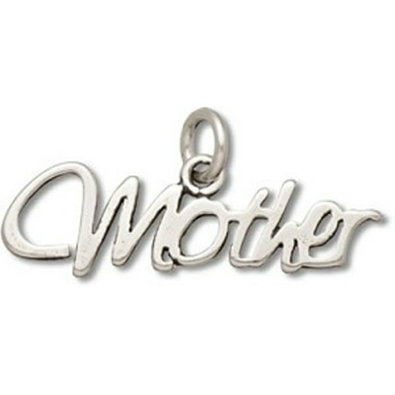 Sterling Silver 30" .8mm Box Chain Cursive Writing Message Word MOTHER Pendant Necklace