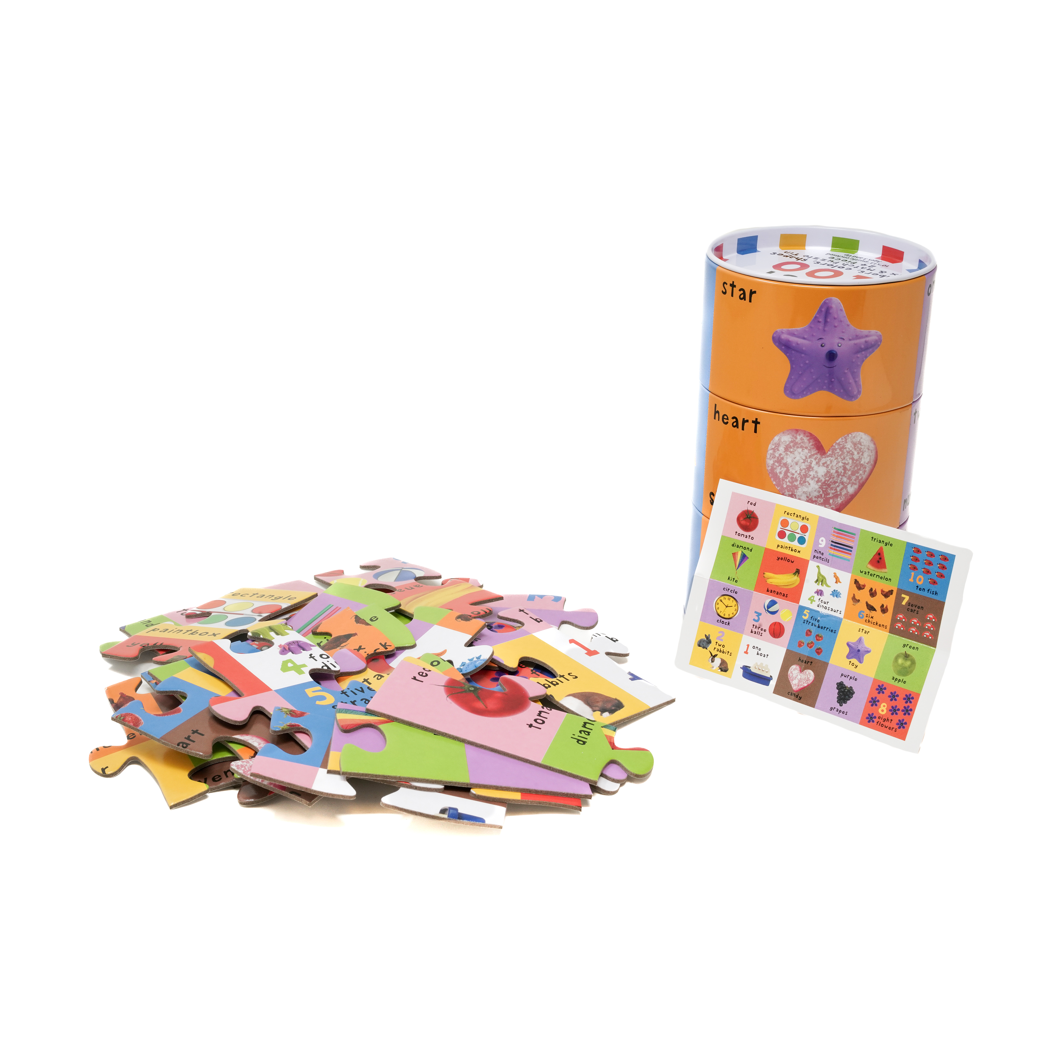 AreYouGame.com First 100 Numbers, Colors, Shapes Mix & Match Puzzle Tin: 24 Pcs