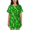thumbnail image 1 of Fotbe St Patrick's Day2 Conjunto de Pijama Estampado para Mujer, 2 Piezas, Ropa de Dormir con Camiseta de Manga Corta y Shorts Suaves-Small, 1 of 6