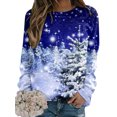 thumbnail image 1 of MAWCLOS Sweat-Shirt de Noël pour Femmes Col Rond Sweat-Shirts de Noël Imprimé Élan Pull Décontracté Manches Longues Jumper Neige Tombante Arbre de Noël L, 1 of 2