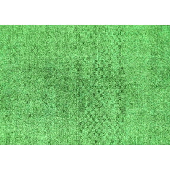 Ahgly Company Indoor Rectangle Abstract Green Contemporary Area Rugs, 2' x 4'