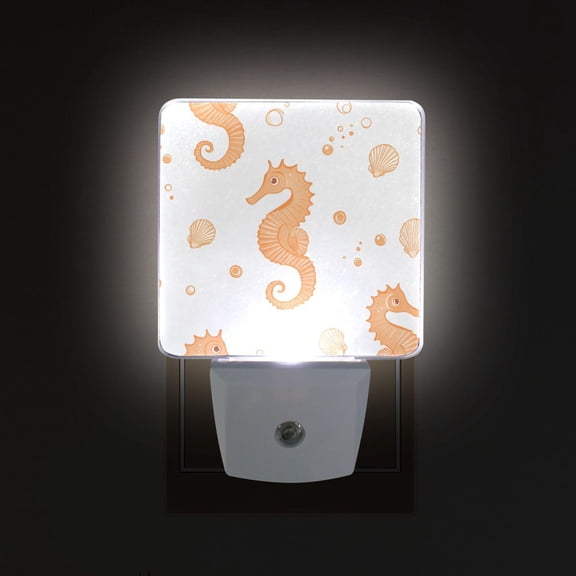 Yayeee LED Plug in Night Light for The Home with Auto Dusk to Dawn Light Sensors, 2 Pack, White Seahorse