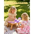thumbnail image 7 of 33PCS Mint Purple Pretend Play Tea Party Set for Kids Plastic Mini Kitchen Food & Dessert Toys, BPA-Free Playset Accessories with Teapot, Cups, Plates, Macarons Role Play Gift for Girls & Boys Ages 3, 7 of 7