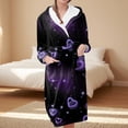 thumbnail image 2 of Women's Fleece Plush Robe Long Warm Plush Bathrobe Loungewear Jacket Printed Comfort Robe, 2 of 5