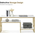 thumbnail image 5 of Ivinta White Sofa Table, Narrow Entryway Table with Storage Shelf, Faux Marble Top Console Table with Gold Metal Frame, 5 of 6