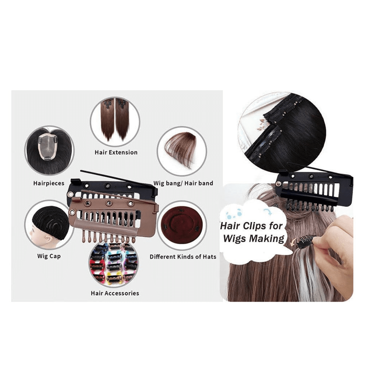 10Pcs Strong Chunni Clips with Safety Pin, Wig Hair Extension Hair