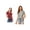 Red/Beige, variant on Women's 2 Packs Cotton Boyfriend Button Front Short Sleeves Plaid Shirt S Red/Red