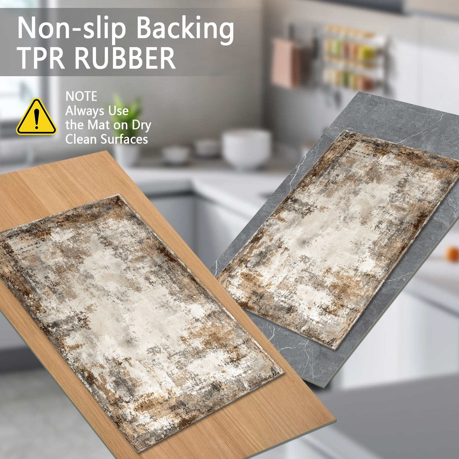 3-Piece Farmhouse Kitchen Rug Set, Washable Anti Slip Striped Floor Mats in 3 Sizes, Stain Resistant Decor Rugs for Kitchen Hallway Bathroom Home Christmas Decor