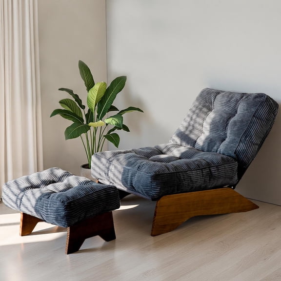 GOODONE Accent Chair with Ottoman,Adjustable Backrest Lounge Chair with Footrest Set,Tufted Reclining Chair for Living Room,DGrey