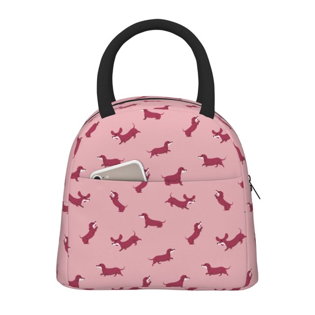 Balery Dachshund Dog Puppy Bolsa de Almuerzo para Mujeres, Caja de Almuerzo, Bolsa de Almuerzo Pequeña Impermeable, Tote de Almuerzo Reutilizable con Gran Capacidad