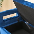 thumbnail image 3 of GZXS Velvet Upholstered Storage Bench with Armrests, 68" Long Entryway Bedroom Bench with Hidden Compartment and Silver Metal Legs (Navy), 3 of 7