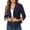 Navy blue, variant on Women's 3/4 Ruched Sleeve Cropped Blazer Shawl Lapel Stylish Open Front Cardigan
