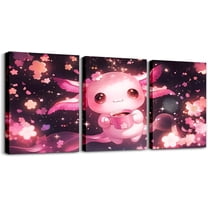 Hieng Boys Girls Cute Axolotl Canvas Wall Art for Living Room Bedroom Cartoon Salamander Picture Wall Decor Cherry Blossoms Wall Painting Posters Kids Kawaii Bathroom Wall Art Unframed