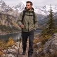 thumbnail image 3 of Youthup Men's Packable Hooded Long Coat - 3D Tailored Loose Fit Outdoor Commuter Jacket with Multiple Pockets, 3 of 13