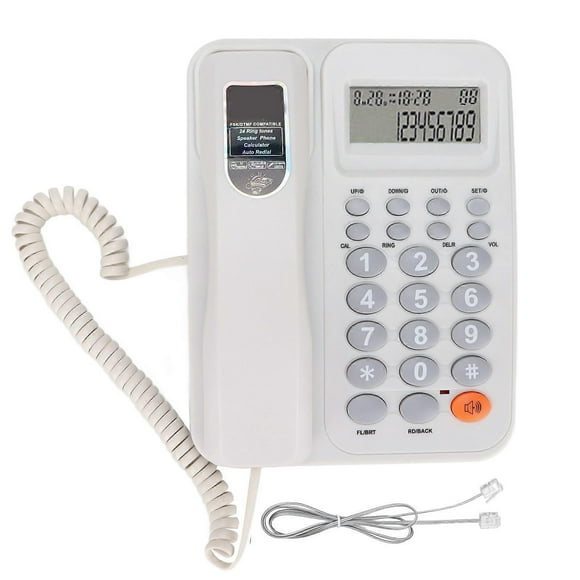 KXT2027CID Stationary Corded Phone Adjustable Volume Caller ID Semi Hands Hree Fixed Telephone for Office Hotel (White )