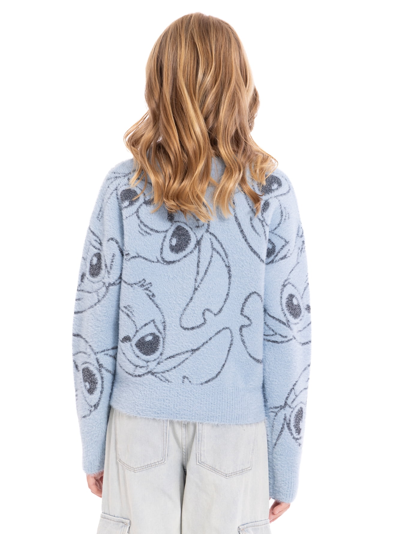 Stitch Girls Graphic Eyelash Glitter Sweater, Sizes 4-16