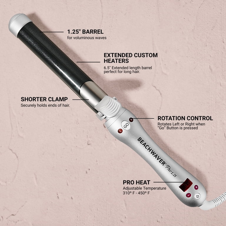 Beachwaver Pro Series Ceramic Rotating Curling Iron, Silver  display picture 1