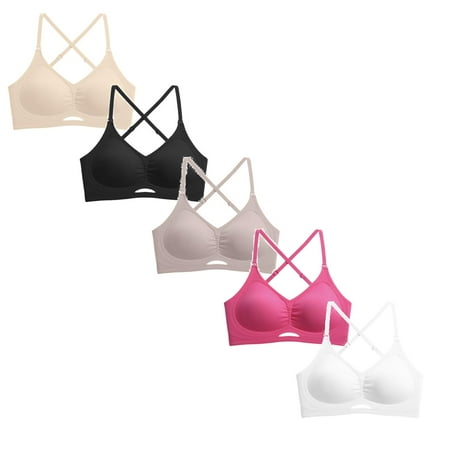 LUOGENLI Female Women s Bras No Underwire for Older Women Women Solid Comfort Sexy Big U Shape Bra Backless Traceless Bra 5 *5Pcs Women Bralette Pack Women Bralettes with Support L