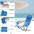 thumbnail image 5 of Folding Backpack Beach Chair Set of 2, 4 Positions Lay Flat Beach Chairs with Cup Holder& Storage Back Pouch& Backpack Straps& Adjustable Headrest for Sunbathing, Pool, Support 330 LBS, Blue, 5 of 7