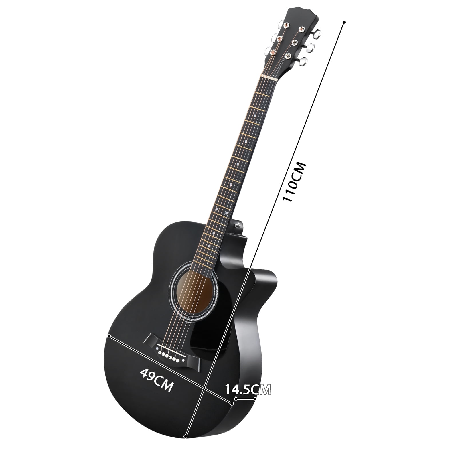 40-Inch Acoustic Guitar with Grand Auditorium Body, Basswood Construction, 21 Frets, 6 Steel Strings, Matte Finish, Starter Kit with Gig Bag, Strap, Picks, Capo and Tuner