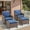 4PCS-Swivel Rocking Chairs & Ottomans, variant on Opohoro Outdoor Swivel Rocking Brown Wicker Chairs Set of 2, Wide Armrest Patio Glider Chairs with Beige Cushions for Porch or Deck