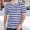 Dark Blue, variant on European Color Blocked Striped Men Casual Loose Comfortable Foreign Trade Business Sports Round Neck Short Sleeved T Shirt