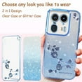 thumbnail image 5 of CCSmall for Motorola Edge 50 Ultra Bling Case Crossbody Lanyard for Woman Girls, Glitter Diamond Flower Shoulder Strap Wristband Cute Sparkle Protective Case Cover for Moto X50 Ultra YSH Blue, 5 of 8