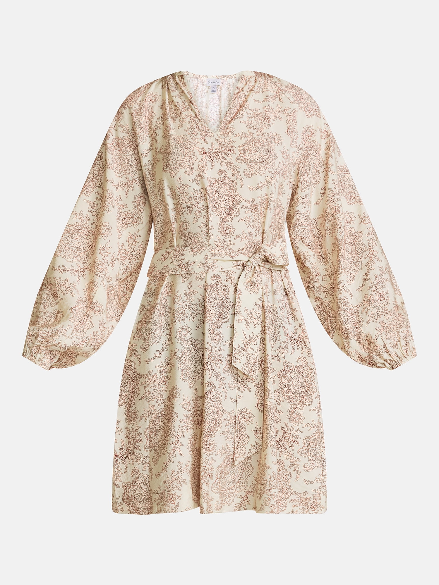 Scenario Women's and Women's Plus Mini Dress with Long Balloon Sleeves, Sizes XS-4X