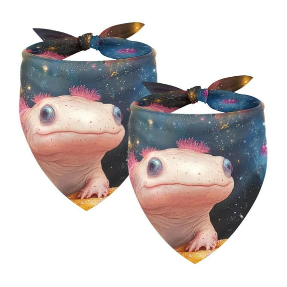 PhooArto Axolotl Donuts Colorful Galaxy Dog Bandanas, 2 Pack Soft Washable Pet Scarf Triangle for Large Dogs Puppies and Cats