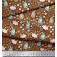 thumbnail image 3 of Soimoi Poly Georgette Fabric Floral & Rabbit Kids Print Fabric by Yard 42 Inch Wide, 3 of 3