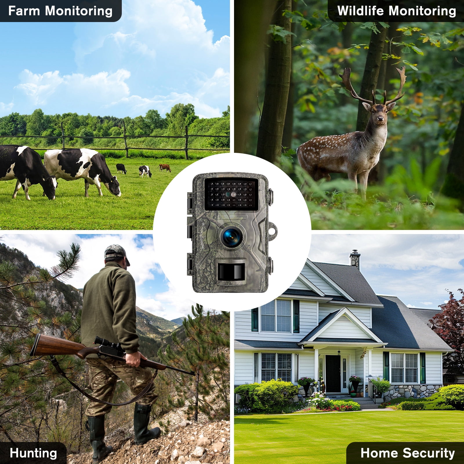 Teblint Trail Camera, 2.5K 16MP Game Camera with Night Vision, IP66 Waterproof Motion Activated 2.0”HD TFT Screen for Wildlife Monitoring Outdoor Hunting