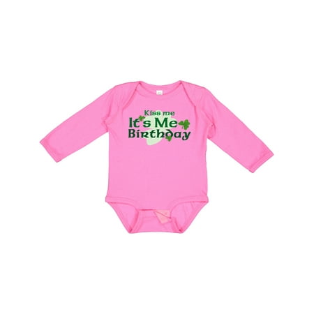

Inktastic Kiss Me Irish Birthday Gift Baby Boy or Baby Girl Long Sleeve Bodysuit