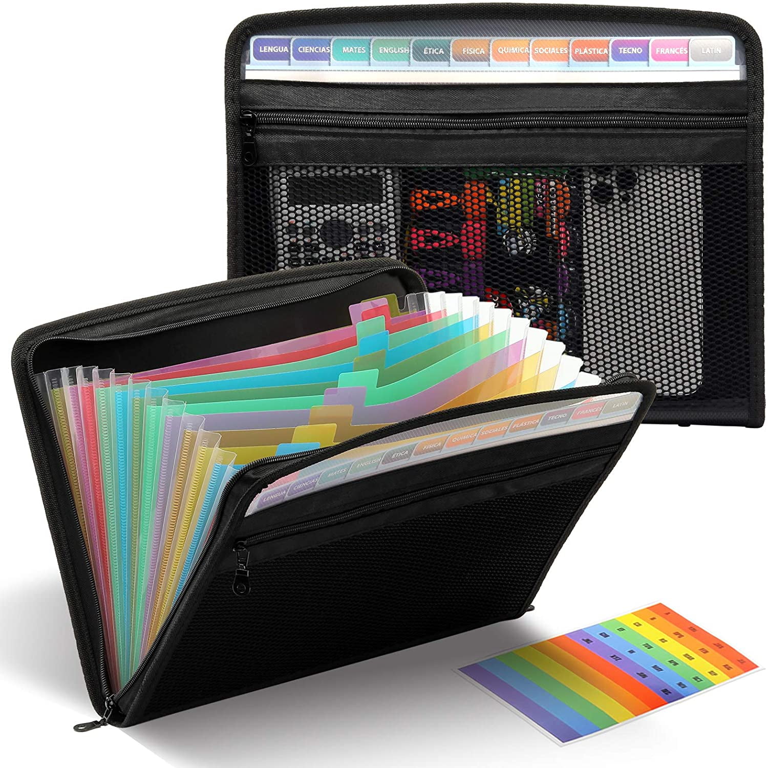 Acordian File Keeper Expandable File Organizer Folder for Documents Letter Size A4 Papers H4D Zippered Accordian File Organizer 13 Pocket Expanding File Folder Accordion Folder with Zipper Black 