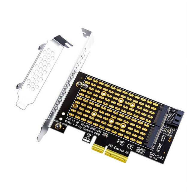 PCI Express PCIE to M2 Adapter NVME SATA M.2 SSD PCIE Adapter NVME/SATA M2 PCI E Adapter SSD M2 to SATA PCI-E Card M Key + B Key Yellow