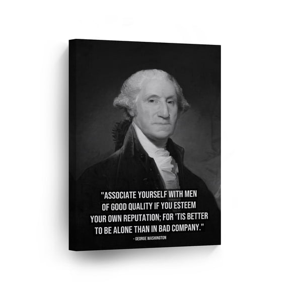 Smile Art Design 1st President of The United States of America George Washington Portrait Motivational Quote Inspirational Canvas Wall Art Print American History Office Library Living Room Decor 12x8