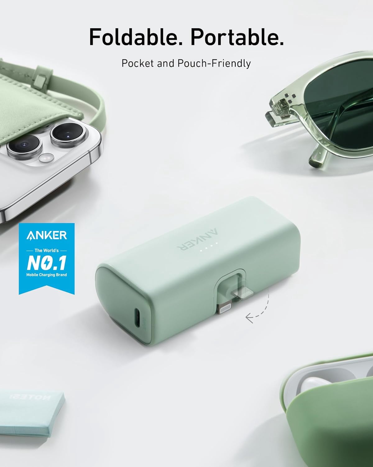 Anker Nano Portable Charger for iPhone, with Built-in MFi Certified Lightning Connector, Power Bank 5,000mAh