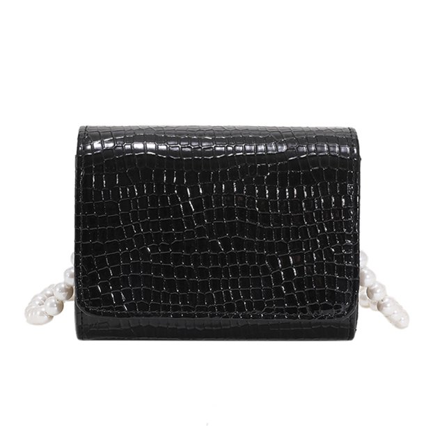 Bolso de hombro de moda de cuero para mujer pequeños bolsos cruzados con perlas (negro) Likrtyny Para estrenar