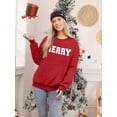 thumbnail image 6 of DEXIO Christmas Sweatshirts for Women Glitter Merry Patch Crewneck Tops Long Sleeve Winter Xmas Pullover Red XXL, 6 of 8