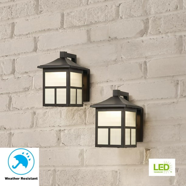 Hampton Bay Black Outdoor Integrated LED Wall Mount