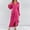 Hot Pink#01, variant on Women's Wrap V Neck Satin Dress Oversized Split Hem Ruched Pleated Evening Party Dresses Womens Casual Solid Elegant Long Sleeve Elastic Waist Dress Formal Wedding Cocktail Party Maxi Dresses