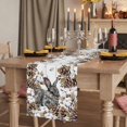 thumbnail image 2 of Table Runners 70 Inches Long Dress Scarves, Grey Rabbits Farmhouse Coffee/Dining/Kitchen Table Decor, Holiday Table Runner, Pine Cones Brown Plants Farmhouse Wooden 13x70 Inch, 2 of 9