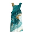 thumbnail image 4 of Uootdi Robes Tablier pour Femmes Col Rond Sans Manches Imprimé Floral Poche Robes Maxi Boho Légères Amples Robes Chasuble Cadeau, 4 of 7