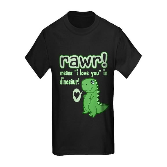 CafePress - Cute! RAWR Means Love Kids Dark T Shirt - Kids Dark T-Shirt
